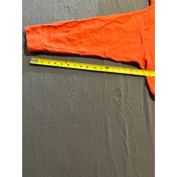 J.Jill Love Linen Button Front Shirt Orange Long Sleeve Size 4X - Picture 7 of 7